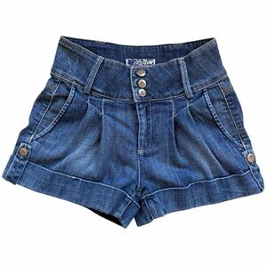 Hudson Denim Shorts Womens Size 26 Blue Cuffed High Waist Pleated